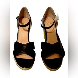 J.Crew New In Box Leather Cross Strap Espadrille Wedge Sandal Size 8.5